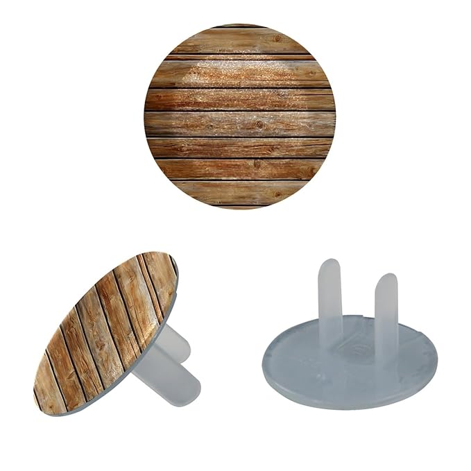 Brown Wooden (1) Outlet Covers Baby Proofing Safe & Secure Electric Plug Protectors | Socket Covers for Home & Office
