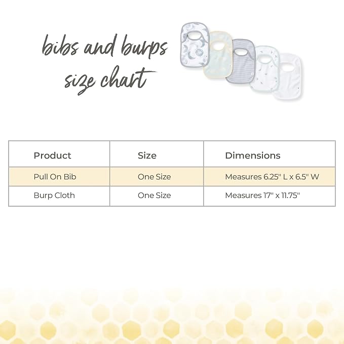 Burt's Bees Baby Burp Cloths, 100% Organic Cotton Extra Absorbent Soft Fabric, Large Drool Cloths 17 x 11.75 in, 5-Pack