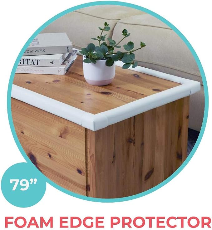 Toddleroo by North States - Foam Edge Protector Roll for Baby Proofing: Furniture Edge Safety Bumpers - 79 Inch Roll of Padding - White (Pack of 2)