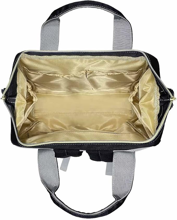 InterestPrint Custom Name Diaper Bag Backpack with Prince Glitter Dot Design, Black, 10.83" L x 6.69" W x 15" H, Waterproof Nylon, Insulated Milk Bottle Pockets, Unisex