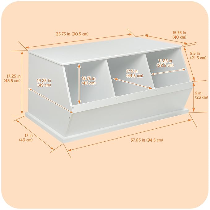 Badger Basket Three-Cubby Storage Unit ??Versatile Organizer for Kids' Toys, Books, and Clothes ??Durable and Stylish Design