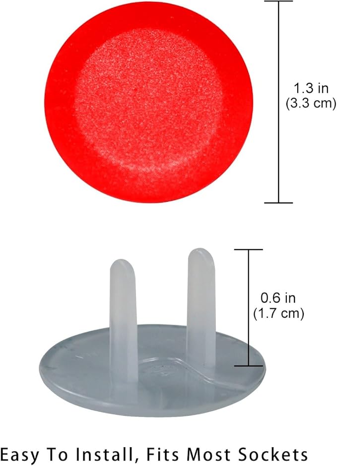 12 Packs Pure Red Pattern Baby Proofing Outlet Covers, Electric Socket Covers Receptacle Plug Cap, Safe & Secure Electric Plug Protectors to Prevent Power Shock