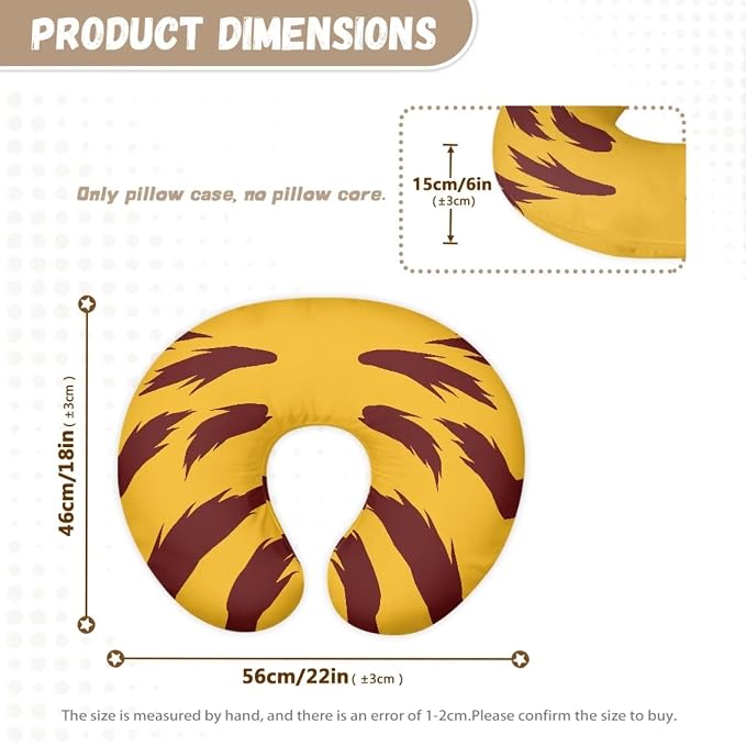Tiger Stripe Nursing Pillow Cover, Washable & Breathable Nursing Pillow Case for Newborn Breastfeeding Pillow Slipcover for Baby Boys & Girls