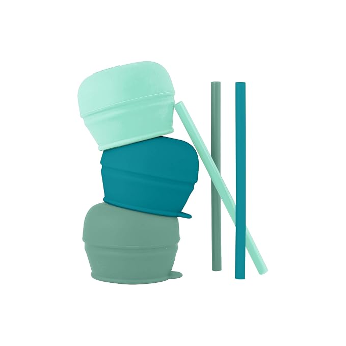 Boon Snug Silicone Sippy Cup Lids and Straws - Includes 3 Lids and 3 Straws & Nursh Silicone Straw Sippy Cup Lid - Conversion Straw Top Nursh Bottles