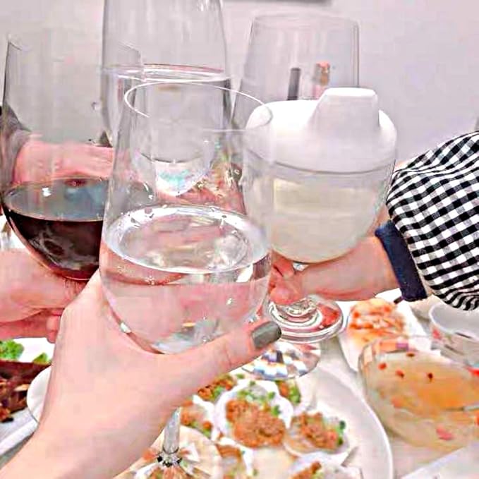 No Spill Wine Sippy Cup, Fancy Wine Glass Sippy Cup Spill Proof for Baby, Toddler, and Child, Goblet Style Great for Your Prince & Princess Holidays Birthday Party Celebration, 5 Ounce (White)