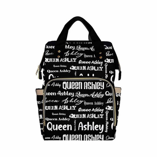 InterestPrint Personalized Backpack with Name, Funny White Font Black Schoolbag Custom Diaper Bag Mommy Nappy Fashion Shoulder Casual Daypack for Baby Travel, 24.34 Ounces (DG7389657D)