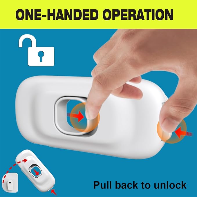 Child Proof Refrigerator Lock, 4 Pack Fridge Locks for Kids with 3M Adhesive Backing, Fridge lock for Refrigerators,Oven Lock,Drawers,Wardrobes and Freezers,Child Safety Cabinet Locks Baby Proofing