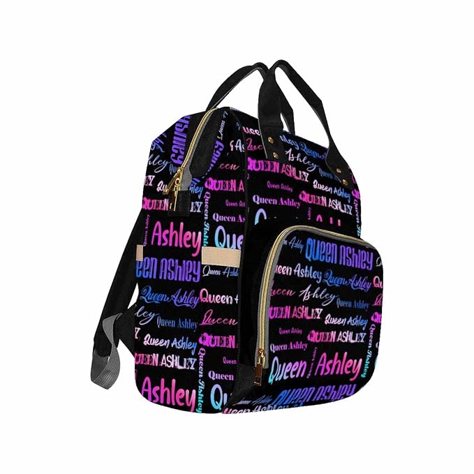 InterestPrint Personalized Nappy Bag with Name, Custom Colorful Gradient Monogram Diaper Bag Customized Nursing Bags Shoulder Bag Backpack Casual Daypack Bag for Mom Sister Shopping Present