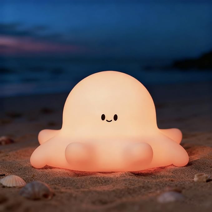 Octopus Night Light for Kids, Cute Silicone Animal Night Light, Rechargeable Tap Control Nursery Lamp with Timer, 3-Level Dimmable Squishy Bedside Lamp for Baby Girls Boys Room Decor Gift