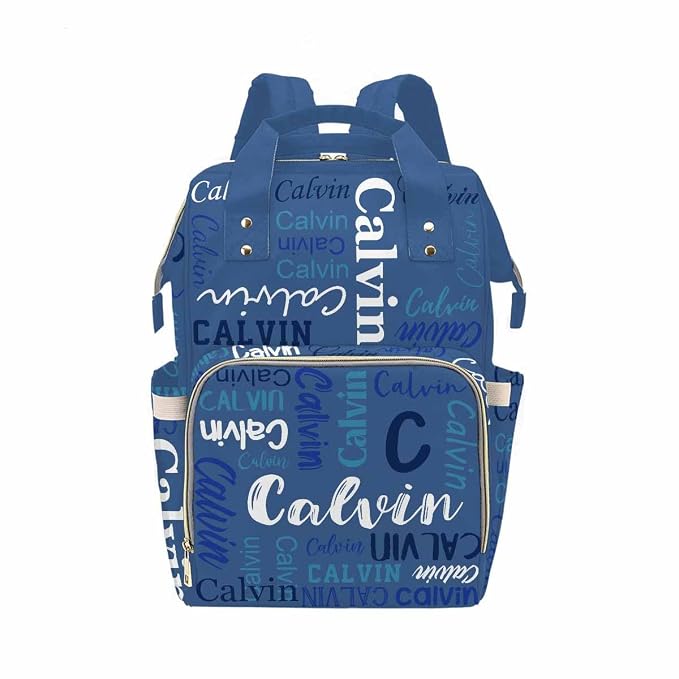 InterestPrint Personalized Custom Blue Funny Name Mummy Nappy Bag Customized Diaper Fun Daypack Travel Shoulder Bag