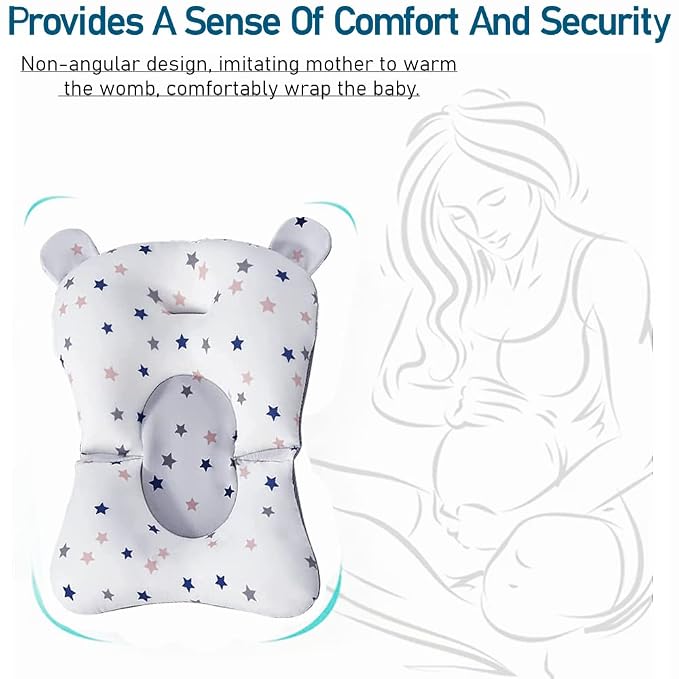 Stars Style Infant Baby Bath Cushion Bathtub Support Shower Seat Bather Foam Floating Soft Bath Pillow Bathtub Insert Tray Non-Slip Portable Newborn Shower Bath Mat for Baby 0-12 Months