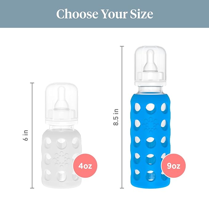 Lifefactory 9-Ounce Glass Baby Bottle with Protective Silicone Sleeve and Stage 2 Nipple Cobalt Blue (LF110008C4)