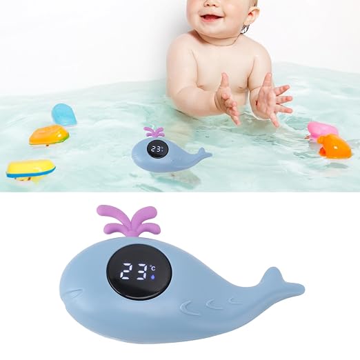 Baby Bath Thermometer Cute Whale Shape Digital Water Measurement for Newborn Parents (Blue)