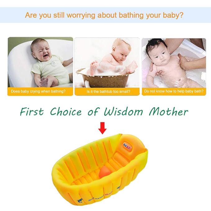 Inflatable Baby Bathtub,Newborn to Toddler Bath Tub with Built-in Air Pump,Portable Travel Shower Basin with Back Support,Foldable Toddler Tub Shower for Kids 0-6 Months(Orange)