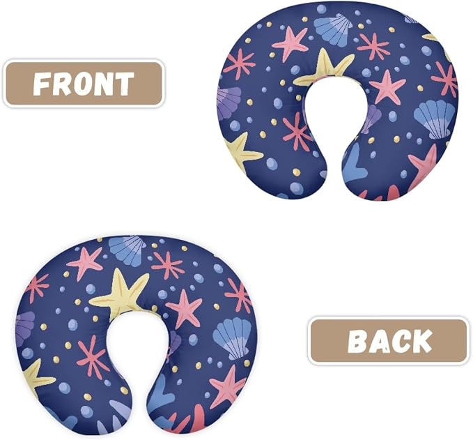 Starfish Shell Nursing Pillow and Positioner Detachable Newborn Original Breastfeeding Slipcover Case U-Shaped Head Support Protector Cushion Essential with Hidden Zipper