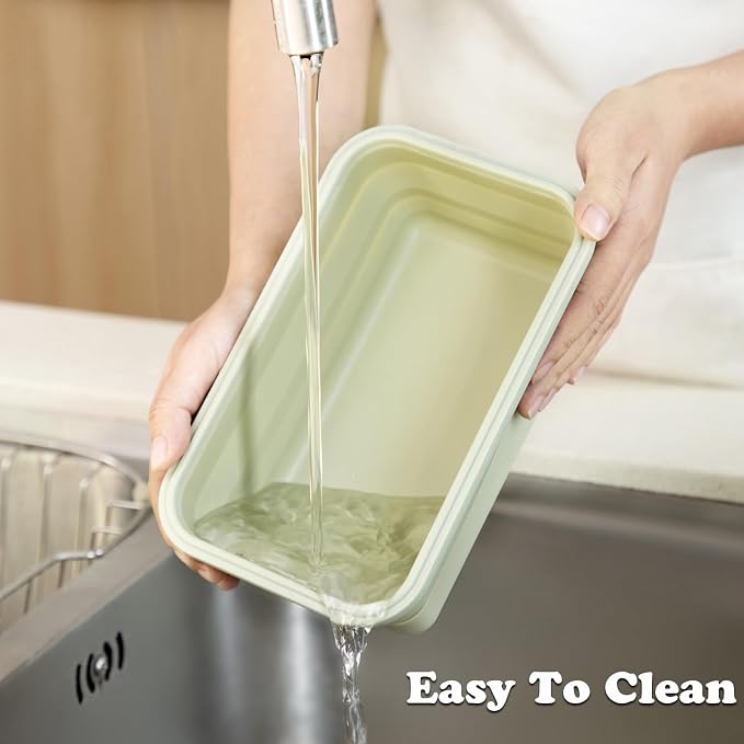 Collapsible Silicone Food Containers 1200ml 2 Pack Leakproof | Meal Prep Bowls for Kitchen & Camping, Airtight Lids, Microwave Freezer Dishwasher Safe, BPA free