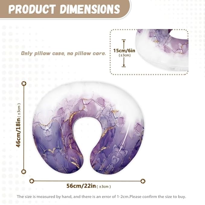 Pillow Cover for Infant Snug,Durable Breathable Nursing Pillow Case with Hidden Zipper,Purple Gold Marble Neutral Breastfeeding Pillow Slipcover