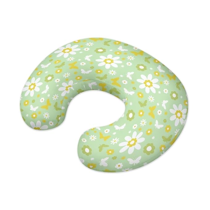 Butterfly Daisy Flower Breast Feeding Pillow Covers Soft Skin-Friendly Nursing Pillow Support Cover with Hidden Zipper for Boys Girls Baby Gift