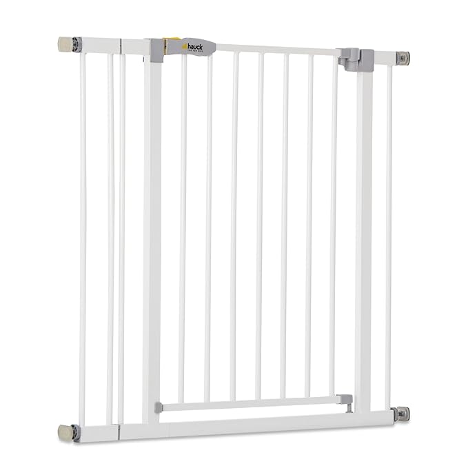 Hauck 59728 Open N Stop KD Pressure Fit Baby & Pet Safety Gate w/3.5" Extension, Accommodates 33 to 35" Wide Home Doorway, Stairway, or Hallway, White
