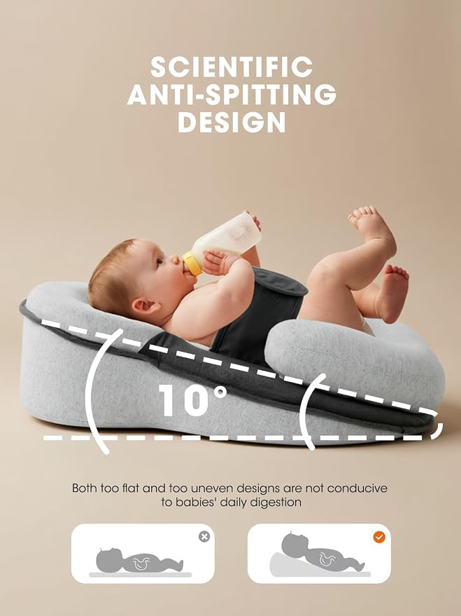 Breast Feeding Pillow for Mom and Baby: Adjustable Feeding Pillow with Detachable Layers, Wider Baby Nursing Pillow, 3D Fabric Cover and Firm Foam Support