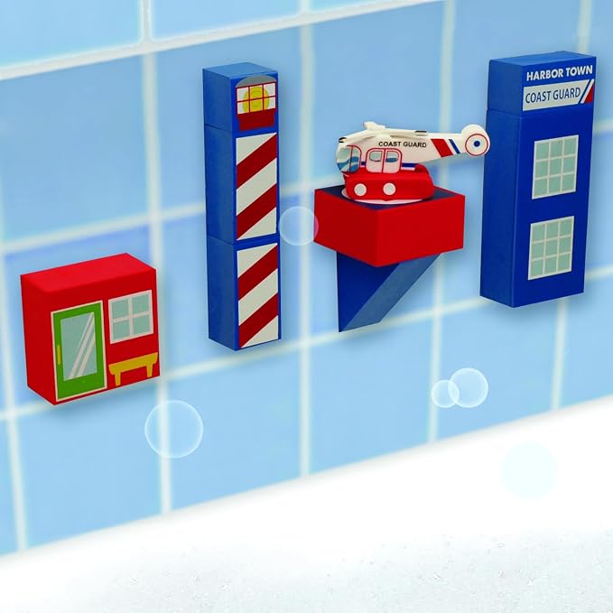 BathBlocks Floating Coast Guard Set, Red & Whte
