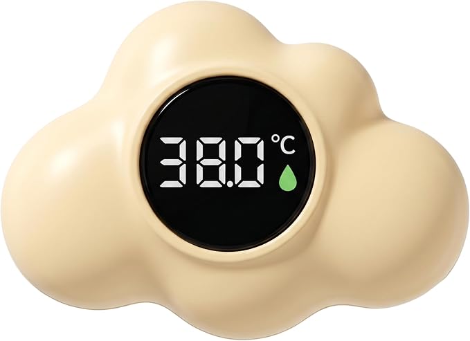 Bath Water Thermometer, Digl Baby Bath Thermometer, 3-Color Temperature Alert Floating Cloud Shape for Newborns, Yellow