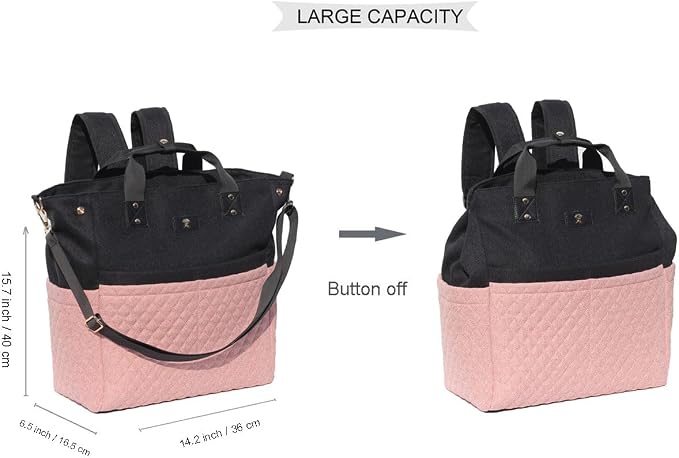 ESVAN Diaper Tote Bag Totepack Backpack Crossbody Bag 3 in 1 for Women Laptop Backpack Multifunctional with Insulated Pockets
