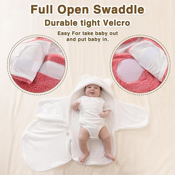 AiWMGL Baby Winter Fleece Swaddle Blanket Boys Girls Warm Soft Plush Sleeping Sacks Adjustable 0-3 Months Newborn Swaddling Wrap