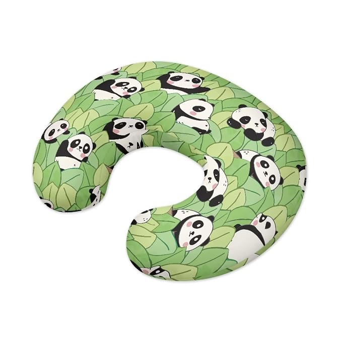 Cute Panda Nursing Pillow Cover Stretchy Removable Cover for Breastfeeding Pillows Protector Ultra Soft Comfortable Slipcover for Baby Girl and Boy,Green