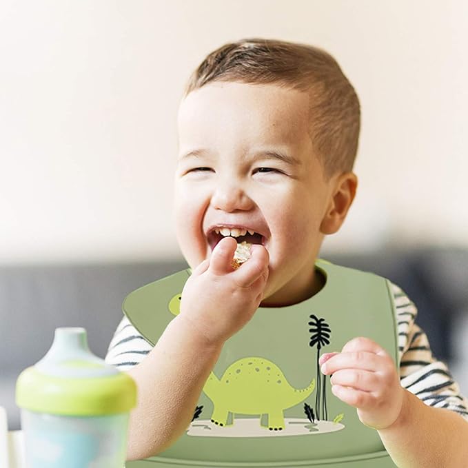 Baby Silicone Feeding Bibs, 3pcs Adjustable Waterproof Bibs for Feeding