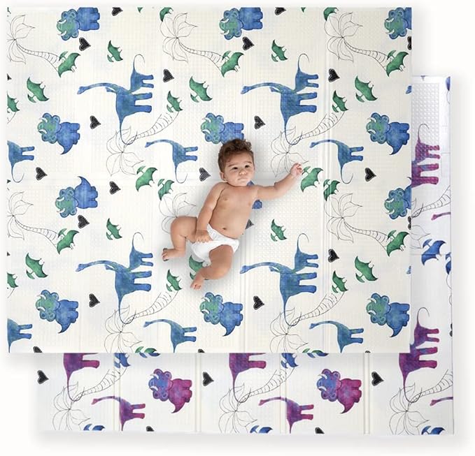 JumpOff Jo Foldable Foam Play Mat ??Large Waterproof Baby & Toddler Activity Floor Mat, Double-Sided 70 x 59 Inch Play Surface