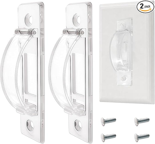 Light Switch Cover Guard – 2 Pack Clear Child Proof Wall Plate Cover, Prevents Accidental ON/OFF by Kids and Pets, Includes Screws, Fits Toggle & Rocker Switches (2, Clear)