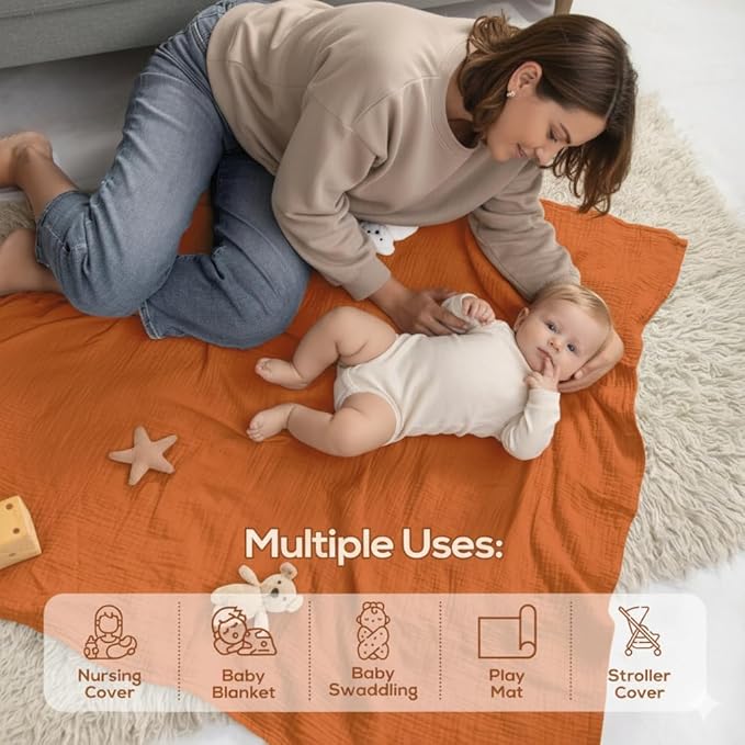 Muslin Swaddle Baby Blanket for Boys and Girls, 100% Cotton, Swaddles for Newborns, 47"x47", Soft Breathable Skin Friendly Warm ??Pack of 2