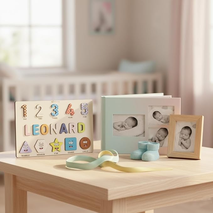 Puzzles for Toddlers Boy and Girl, Personalized Name Puzzle, 12 Month Toy, Gifts for 0 1 2 3 Years Old, Baby Gifts, Baby Shower, Christmas, NewBaby Gift, 0 3 6 9 12 18 24 36 Months - Set 6
