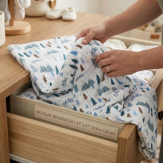 Lulujo Baby 100% Cotton Muslin Swaddle Blanket, 47 x 47-Inches, Mountain Top