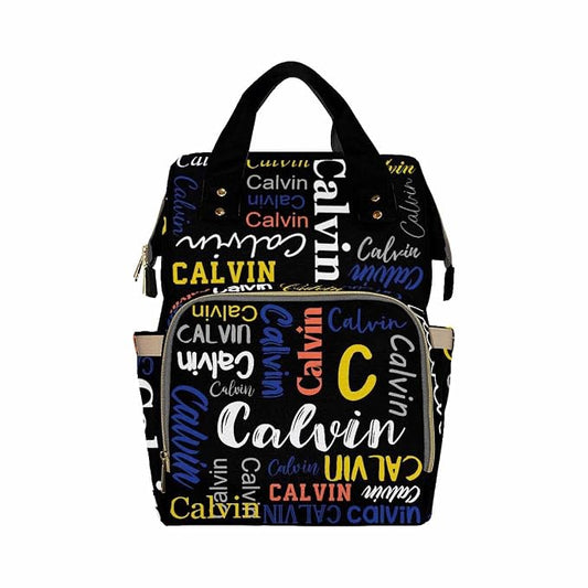 InterestPrint Custom Backpack with Name, Personalized Black Funny Font Diaper Bag Customized Shoulder Bag Nursing Bags Casual Daypack Bag for Mom Sister Shopping Present