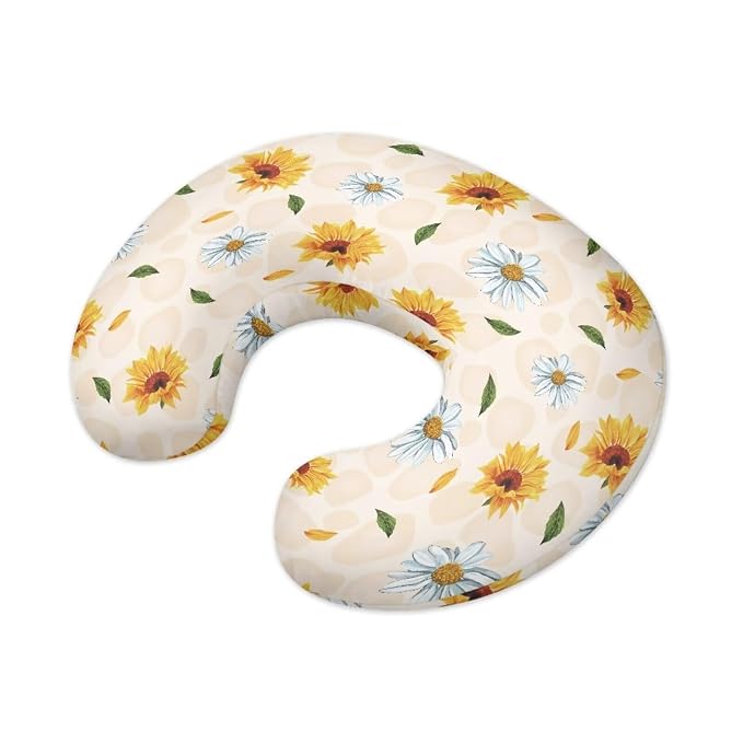 Sunflower Daisy Breast Feeding Pillow Covers, Ultra Soft Comfortable Slipcovers Stretchy Removable Cover for Breastfeeding Pillows for Baby Girl and Boy