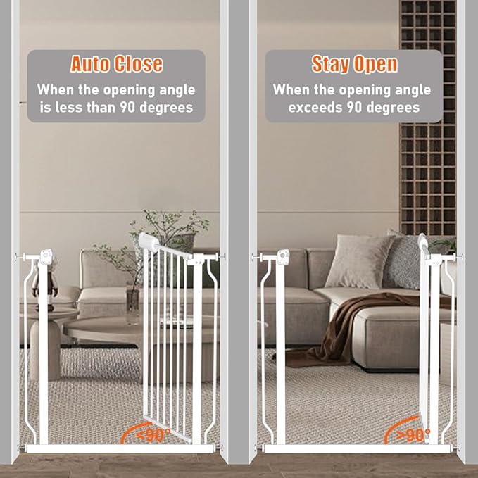 Baby Gate for Doorways Stairs Hallway 76.3-81.1 Inch Wide, Walk Through Child Gates with Pressure Mounted Extention Kit, Indoor Safety Child Gates for Kids or Pets