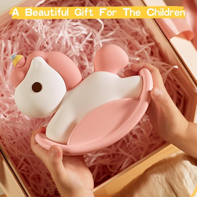 LEDHOLYT Kids Unicorn Night Light - Cute Animal Design for Boys & Girls, Perfect for Baby & Toddler Bedrooms, Pink Trojan Bedside Lamp