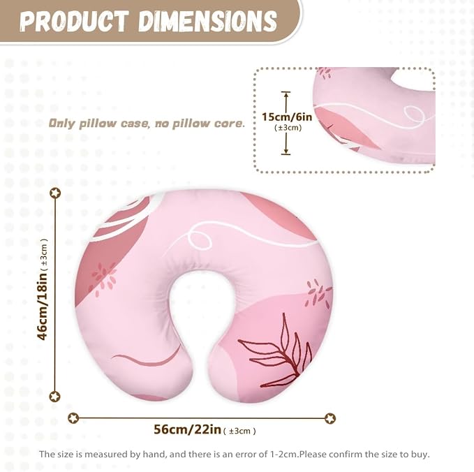 Simple Baby Nursing Pillow Cover, Ultra Soft Nursing Cover Compatible with Pillow,Washable & Breathable Nursing Slipcover，Fits The Original Support for Breastfeeding,Pink(Cover Only)