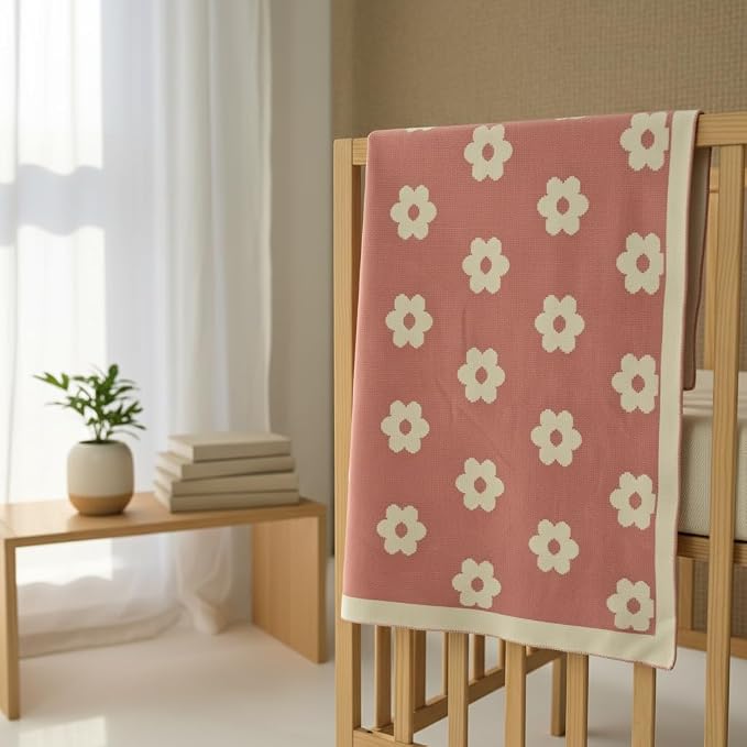 The Flower Blanket - 100% Organic Cotton Baby Blanket, American Made, 30x40in - Bassinet, Crib, Stroller - Gift Registry Baby Shower for Newborns and Kids