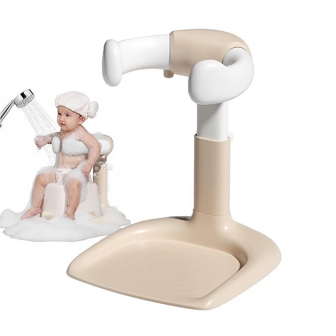 Baby Bath Stand, Foldable Standing Bathtub for Baby, Shower Stand and Bath Support for Infants and Toddlers (6??6 Months), Non-Slip Adjustable Baby Standing Support, Coffee