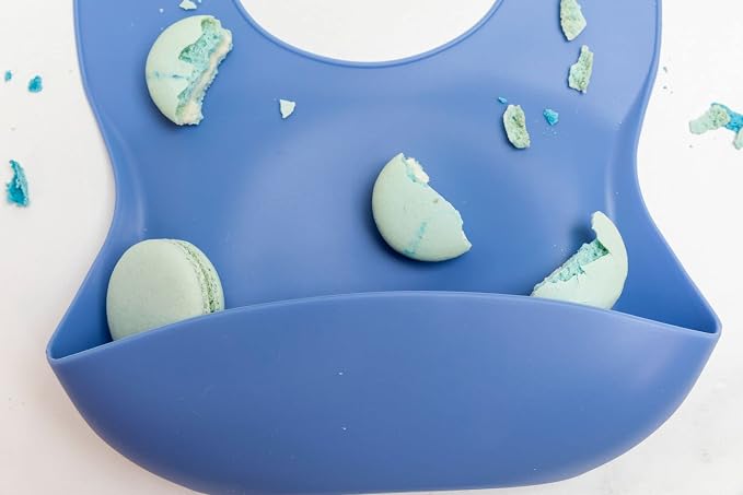 Baby Silicone Bibs Set Of 3 | Muted Blue | Infant Toddler Feeding | Waterproof, Durable, Adjustable