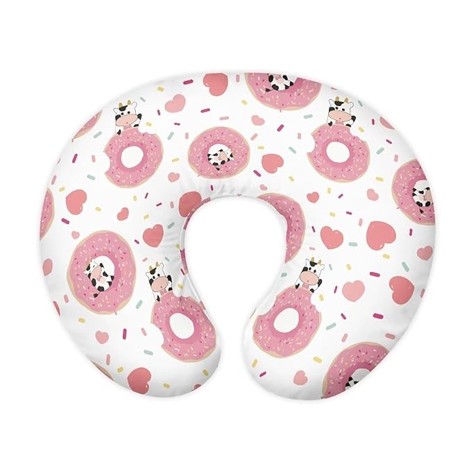 Donuts and Cows Breastfeeding Pillow Slipcover for Baby Breastfeeding Slipcover Infant Newborn Nursery Bottle Pillowcase Baby Essentials