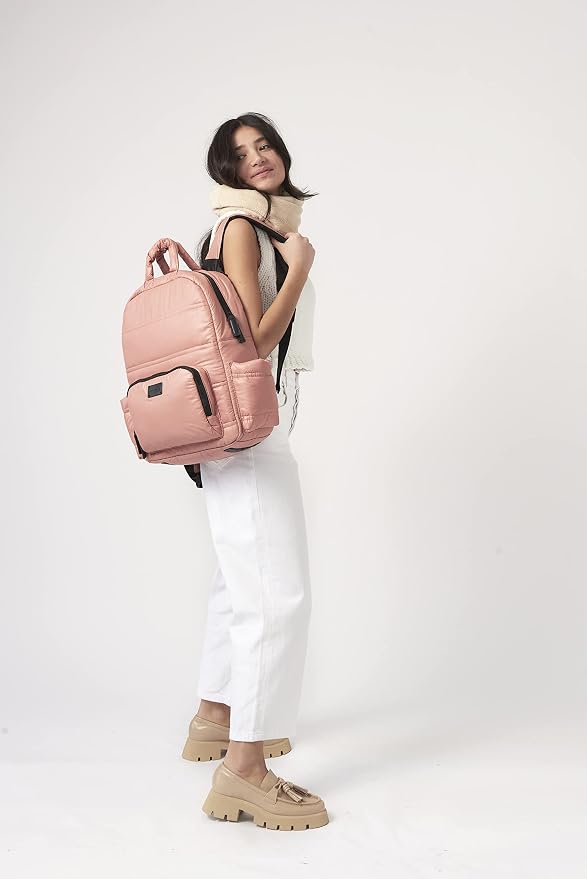7AM Voyage Diaper Bag Backpack - Unisex Multifunctional Waterproof Travel Bag, Large Capacity Carry on Backpack with Padded Shoulder Straps, Newborn Essentials Backpack for Traveling | Rose Dawn