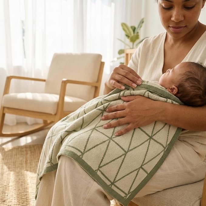 The Isometric Blanket - 100% Organic Cotton Baby Blanket, American Made, 30x40in - Bassinet, Crib, Stroller - Gift Registry Baby Shower for Newborns and Kids