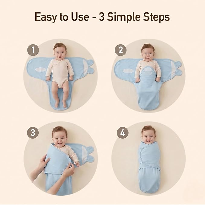 GLLQUEN BABY Swaddles for Newborns Organic Cotton, Soft Baby Boy Swaddles 0-3 Months, Womb-Like Sleep Sack Wrap Nursery Swaddling Blankets Blue Dinosaur