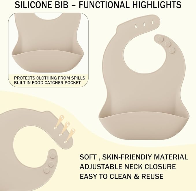12 Piece BPA-Free Silicone Baby Feeding Set,Non-Slip Suction Plates,Soft Baby Bowls, Wooden Utensils & More ，Make Feeding Time Safe,Dishwasher Safe ??Ideal for 6+ Months