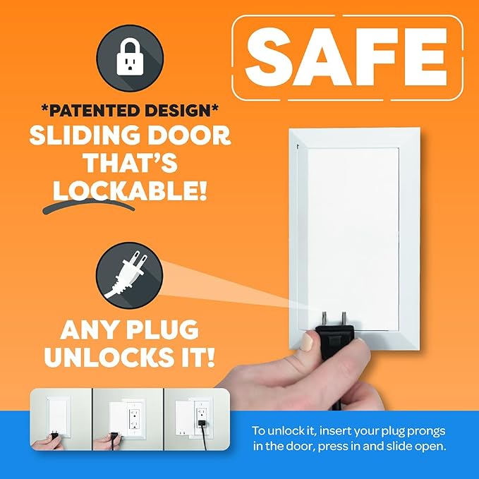 Socket Shield Child Resistant Outlet Cover (24-Pack), White Decora GFCI Wall Plate with Sliding Locking Door, Tamper Resistant Safety Cover, Easy Installation