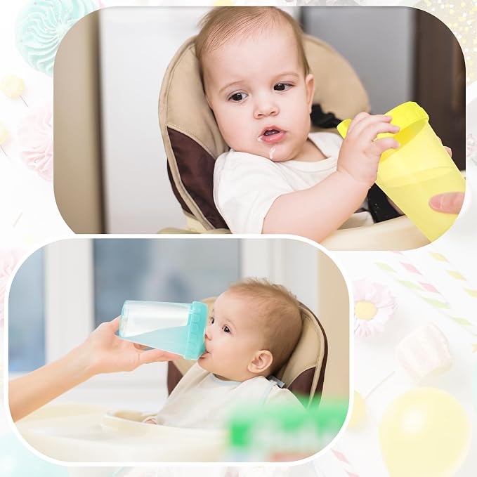 Mifoci 12 Pack 6.7 Oz. Sippy Cups without Stopper for Toddlers 1-3, Non-Spill Training Cups with Lids for Infant Small Baby Reusable Sippy Drinking, Dishwasher Safe, 6 Assorted Color